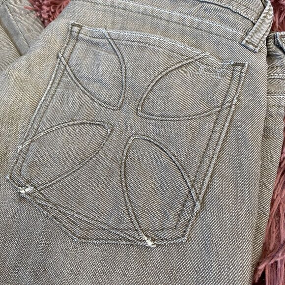 VTG Habitual Gray Taupe Low Rise Bermuda Long Line Design Pocket Denim Shorts 25 - Picture 4 of 10